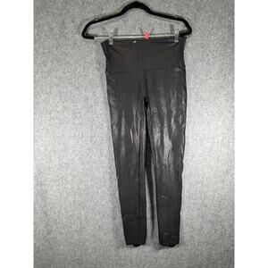 Spanx Leggings Women Large Black Metallic Stretch‎ Pull On Skinny Staple